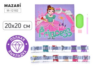 Алмазная мозаика ПРИНЦЕССА 20х20 полн выкладка M-12182