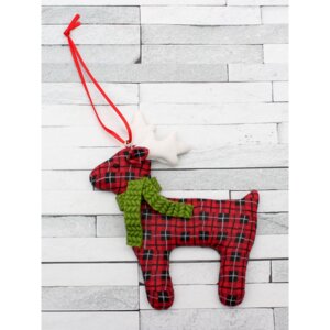 Новогоднее украшение Подвеска. Олень в клеточку, 11,5х9 см НУ-4797