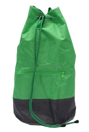 Сумка мешок с круглым дном Зеленая Серое дно с ремнем СМ-3034