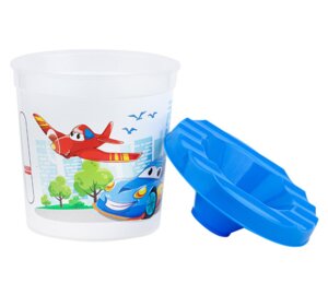 Стакан непроливайка одинарный Машинки и самолеты в городе прозр печать лаком С-5288