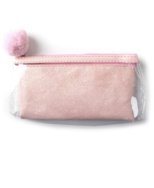 Пенал-косметичка в косметичке МИЛЫЙ, РОЗОВЫЕ БЛЕСТКИ (ПН-6857) с помпоном