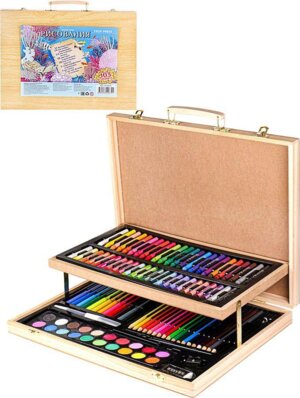 Набор для рисования/художника "МОРСКИЕ ОБИТАТЕЛИ" (НХ-4870), 103 предметов, деревян. кейс