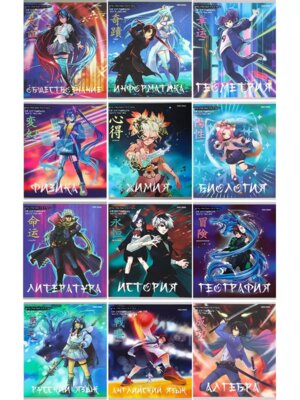 Комплект предметных тетрадей 48л 12шт Аниме стандарт холодная фольга софт-тач 48-9430