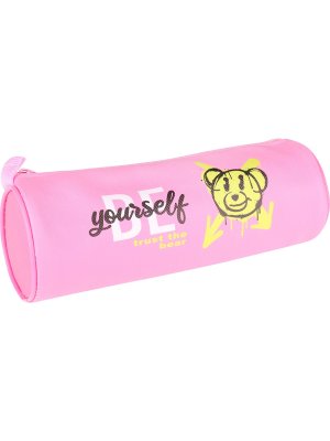 Пенал тубус 210х75х75 мягкий на молнии ГРАФФИТИ С МИШКОЙ ПН-2082