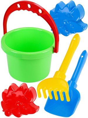 Набор № 18 ведро 1л + лопатка 22 см + грабли 21 см + 2 формочки И-1833