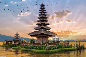 Алмазная мозаика Закат над пагодой 30*40 полн заполн без подрам 31цв WFC051