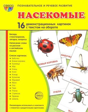 Демонстр карт Супер Насекомые 16 дем карт с текстом 