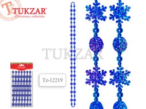 Бусы декоративные со снежинками, 2,7 м, СИНИЙ цв  TZ 12219