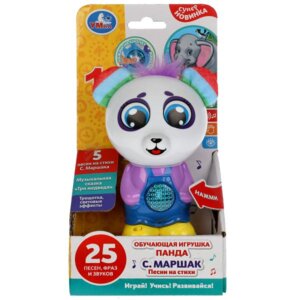 Умка Обучающая игрушка панда Маршак 25 пес фраз звук текстил уши свет