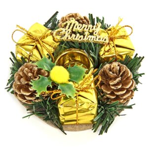 Подсвечник с шишками и золотом 8см 56572