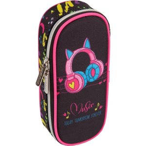 Пенал 1 секц 21x8x5см Love Music овальный с внутренним органайзером створкой текстиль 7023333
