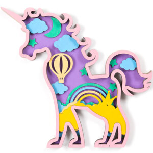 Деревянная раскраска Радужный единорог 000960