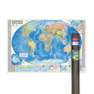 Карта Мир Политический+Инфографика М1:18,5 Настеная в тубусе 157х107 см ПРОкарта
