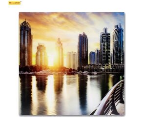 Картина на стекле Яхты и большой город (30х30) УД-4023