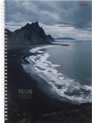 Записная книга  80л А4 Клетка СКАЛИСТОЕ ПОБЕРЕЖЬЕ Спираль 80-1727