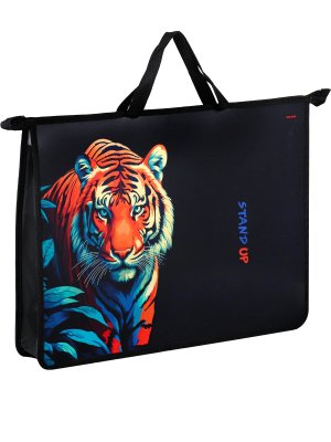 Папка для рисунков и труда А3 ВЗГЛЯД ТИГРА пластик с ручками ПТР-1821