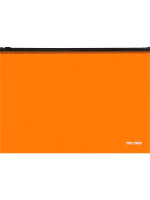 Папка конверт на молнии А4 180мкм ОРАНЖЕВЫЙ НЕОН ПК-8695