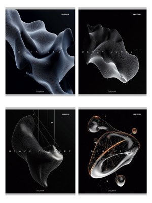 Тетрадь  96л Клетка АБСТРАКЦИИ НА ЧЁРНОМ мелован 96-4317