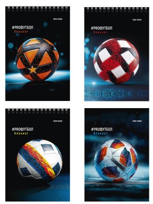 Блокнот  40л А6 РАЗНЫЕ ФУТБОЛЬНЫЕ МЯЧИ-5 асс Спираль Б40-7023