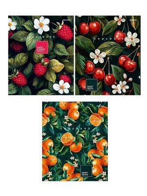 Тетрадь  96л А4 Клетка СОЧНЫЕ ФРУКТЫ И ЯГОДЫ тиснение холст 3диз Т96-4869