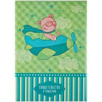 Папка адресная Свидетельство о рождении Медвежонок А4 ламинир для мальч 277216