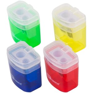 Точилка пластик 2 отв контейнер асс SH_8623