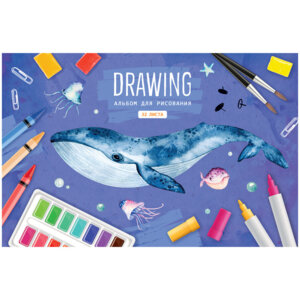 Альбом 32л Рисунки Watercolor whale А32ф_36018