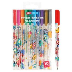 Набор ручек гелевых 10цв 1,0мм Space Bunny Металлик GP10_97276