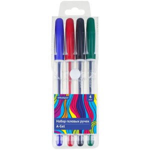 Набор ручек гелевых  4цв 0,5мм A-Gel GP4_95144