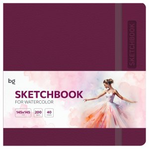 Скетчбук для акварели  40л 145*145 Bright Berry Кожзам на резинке 200г/м2 Cк40с_61700