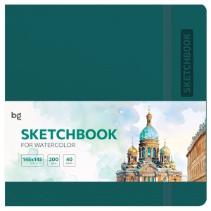 Скетчбук для акварели  40л 145*145  Teal Кожзам на резинке 200г/м2 Cк40с_61741