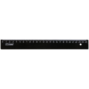 Линейка 25см пластик непрозр черная ЛН25