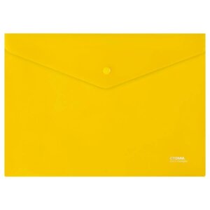 Папка конверт на кнопке А4 180мкм пластик прозрачная желтая ММ-31021