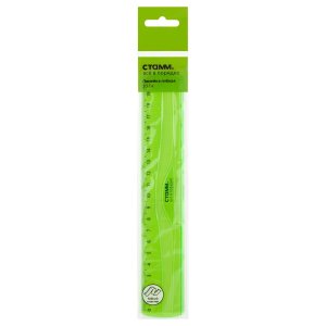 Линейка 20см пластик гибкая прозрачная зеленая ЛН-31361