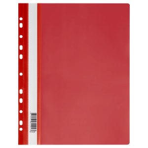 Папка скоросшиватель А4 пластик с  перф 160мкм красная с прозр верхом ММ-32257