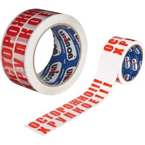 Клейкая лента ОСТОРОЖНО ХРУПКОЕ 50мкм 48ммx60м красная надпись 4164900/ 288043