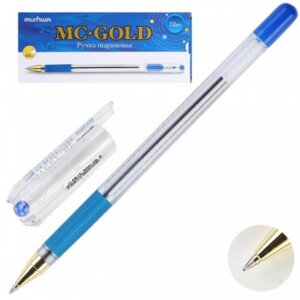Ручка шар 0,5мм Голубая MC Gold грип BMC-12