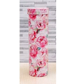 Тубус под бутылку  "Розовый букет" (9,2 х 9,2 х 32 см) ПП-0961
