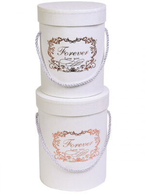 Набор круглых коробок 2 в 1 Любовь навсегда, белый 12,5х16-14х18 см КОР-2485