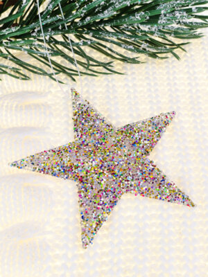 Новогоднее подвесное украшение Звезда, разноцветная 12 см   НУ-5129