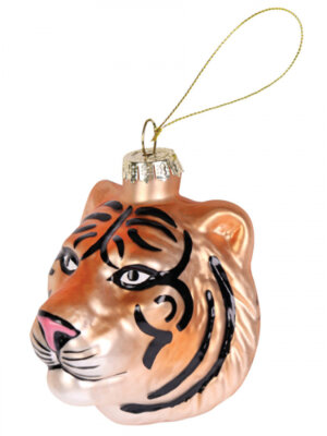 Стеклянная ёлочная игрушка Тигр 8см  НУ-9289