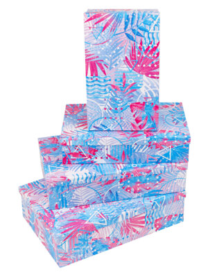 Набор прямоугольных коробок 4 в 1 Яркие тропики (30 х 20 х 8-24 х 14 х 5 см) КОР-8494