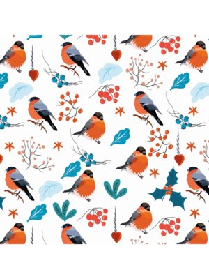 Бумага упаковочная Снегири  и ягоды 70*100см 10л УБ-4311