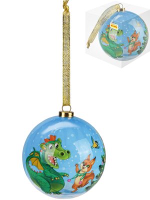 Елочный шар Сказочный дракон 7,5см с лентой в подар коробке НУ-6356