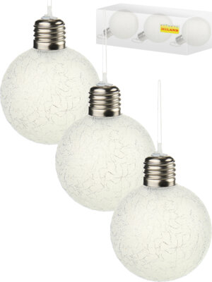 Набор елочных шаров с подсветкой 3шт Серебряная вьюга 8см НУ-4214