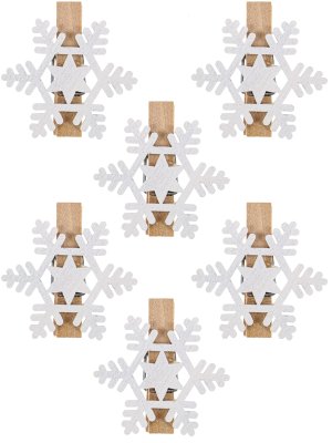 Набор новогодних деревянных прищепок Снегопад 6шт 2.5см НУ-7475