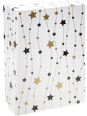 Коробка прямоугольная одинарная Новогодние звездочки 19х12х7,5см ПП-9818