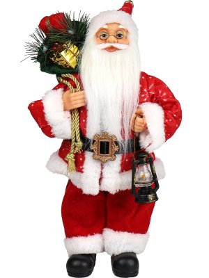 Сувенир Дед Мороз в красной шубе с белым мехом и фонарём 35см НУ-6272