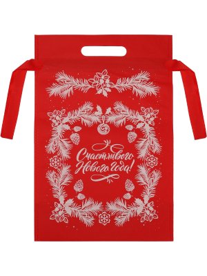Мешочек для подарков Еловое настроение 36*24*12см Красный НУ-6246