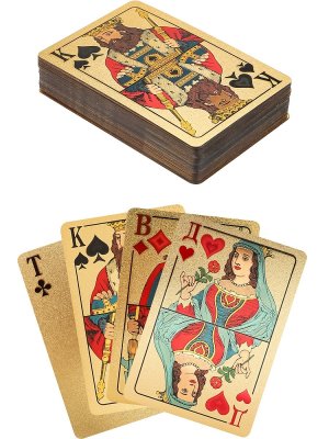 Карты игральные пластиковые "5000"54 шт золотистые ИНК-0130